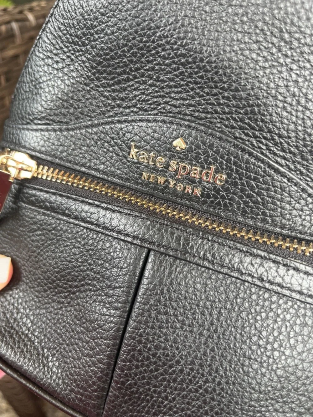 EUC Kate Spade Karina Black Pebbled Leather Mini Backpack with Gold Hardware
